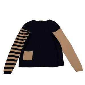 KIER + J  100% Cashmere Long Sleeve Pullover Sweater Size XL Striped Color Block